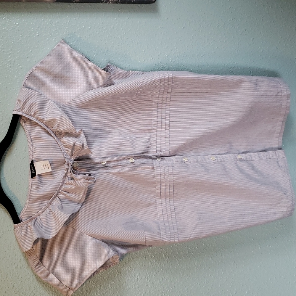 J Crew Cotton Pin Striped Button up Blouse size 4